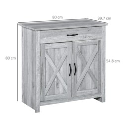 Rackhams Farmhouse Barn Door Sideboard Accent Buffet Cabinet Coffee Bar Grey Grain - Grey - thumbnail 5
