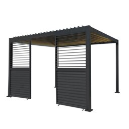 Rackhams Anthracite Aluminium Pergola With LED Lights & 2 x Shutter Panels - 3m x 4m