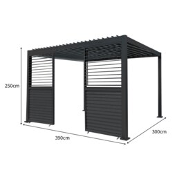 Rackhams Anthracite Aluminium Pergola With LED Lights & 2 x Shutter Panels - 3m x 4m - thumbnail 5