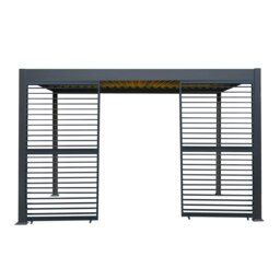 Rackhams Anthracite Aluminium Pergola With LED Lights & 2 x Shutter Panels - 3m x 4m - thumbnail 2
