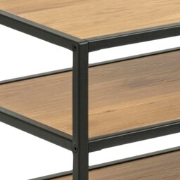 Rackhams Seaford Black Metal Open TV Unit with 3 Oak Shelves - 1 - thumbnail 6