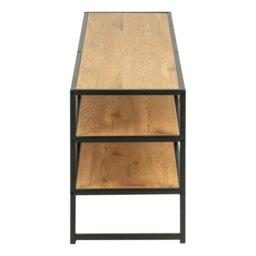 Rackhams Seaford Black Metal Open TV Unit with 3 Oak Shelves - 1 - thumbnail 4