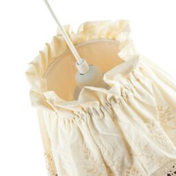 Rackhams Modern Cream Cotton Fabric Pendant Lamp Shade with Floral Lace Design - thumbnail 3