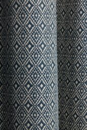 "Rackhams Aztec Pencil Pleat Fully Lined Ready Made Taped Top Curtain Pair - Navy - 46 x 90""" - thumbnail 4