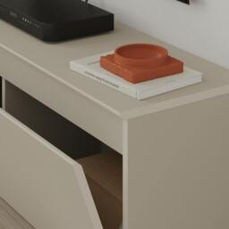 Rackhams Modern TV Stand Unit 120cm with Soft-Close Drop-Down Door Non-handle Design & Storage Space, Living Room - Ash Green - thumbnail 4
