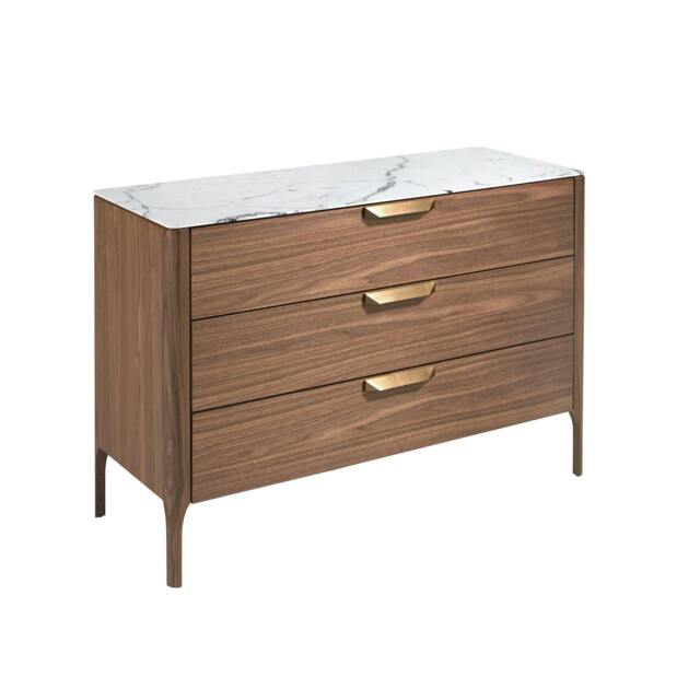 Rackhams Walnut Chest of Drawers With Marble-effect Glass Top 7044 - image 1