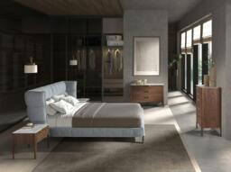 Rackhams Walnut Chest of Drawers With Marble-effect Glass Top 7044 - thumbnail 4