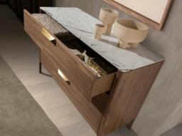Rackhams Walnut Chest of Drawers With Marble-effect Glass Top 7044 - thumbnail 5