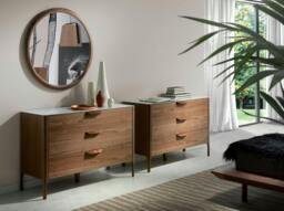 Rackhams Walnut Chest of Drawers With Marble-effect Glass Top 7044 - thumbnail 6