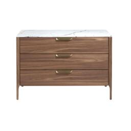 Rackhams Walnut Chest of Drawers With Marble-effect Glass Top 7044 - thumbnail 2