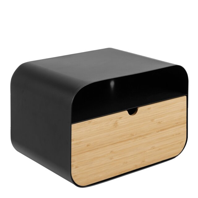Rackhams Joliet Wallmounted Bedside Table in Black and Bamboo - Black - Manufactured wood - 1 - image 1