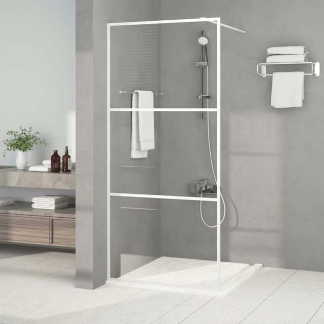 Rackhams Walk-in Shower Wall White 90x195 cm Clear ESG Glass