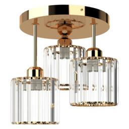 Rackhams Crystal Ceiling Light Semi Flush Mount Chandelier Modern Hallway Lamp - LumoLux Trio - Gold - thumbnail 1