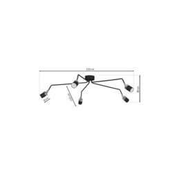 Rackhams Joker Hand Made Ceiling Lamp In Matt Black With Striking Chrome Detail Featuring 5 Minmalistic Slender Cylinder Shades - thumbnail 6