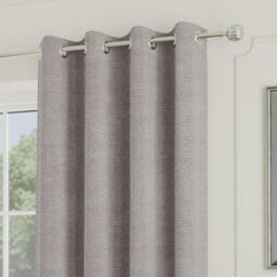 "Rackhams Thick Boucle Thermal Room Darkening Eyelet Curtain For Living Room & Bedrooms - Silver - 54"" (137cm) - 66"" (168cm)" - thumbnail 2