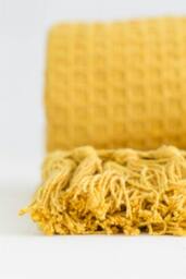 Rackhams Honeycomb Throw Cotton - Ochre - 178x254cm - thumbnail 2
