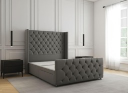 Rackhams York Divan Bed with Drawers - Double - Solid Wood - Grey - thumbnail 3