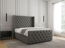 Rackhams York Divan Bed with Drawers - Double - Solid Wood - Grey - thumbnail 4