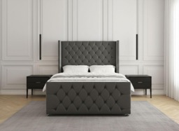 Rackhams York Divan Bed with Drawers - Double - Solid Wood - Grey - thumbnail 1