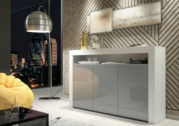 Rackhams Sideboard 155cm – White Matt Body and Grey High Gloss Doors - 155 cm -  MDF/Chipboard - 1 - thumbnail 6