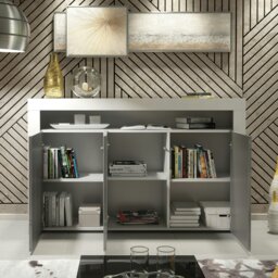 Rackhams Sideboard 155cm – White Matt Body and Grey High Gloss Doors - 155 cm -  MDF/Chipboard - 1 - thumbnail 3