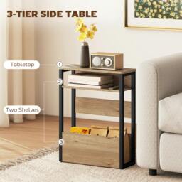 Rackhams Narrow Side Table with Storage, Bedside End Table, Walnut Brown - Walnut brown - 46 x 18 cm - Particle board, metal - thumbnail 4