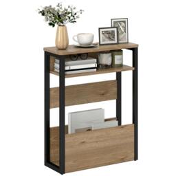 Rackhams Narrow Side Table with Storage, Bedside End Table, Walnut Brown - Walnut brown - 46 x 18 cm - Particle board, metal - thumbnail 2
