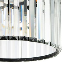 Rackhams Modern Chic Matte Black and Clear Crystal Glass Flush Ceiling Light Fitting - thumbnail 5