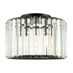 Rackhams Modern Chic Matte Black and Clear Crystal Glass Flush Ceiling Light Fitting - thumbnail 3