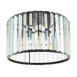 Rackhams Modern Chic Matte Black and Clear Crystal Glass Flush Ceiling Light Fitting - thumbnail 1
