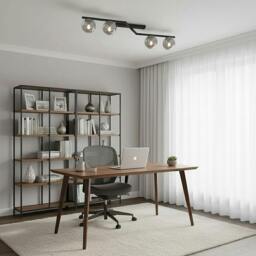 Rackhams NATON Ceiling lamp 4 x E14 Black with Graphite Shade - thumbnail 4