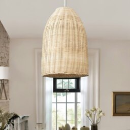 Rackhams Bamboo Wicker Boho Rattan Ceiling Light Pendant Shade Natural Brown - thumbnail 2