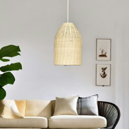 Rackhams Bamboo Wicker Boho Rattan Ceiling Light Pendant Shade Natural Brown - thumbnail 3