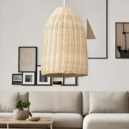 Rackhams Bamboo Wicker Boho Rattan Ceiling Light Pendant Shade Natural Brown - thumbnail 6