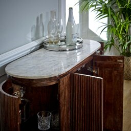 Rackhams Miel Mango Wood Sideboard/Drinks Cabinet With Marble Top & Metal Legs - Lacquered - Wood - 1 - thumbnail 6