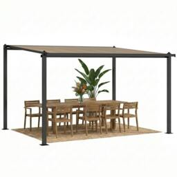 Rackhams 3.6 x 3 m Lean to Garden Pergola with Drainage Gutters, Dark Grey - 1 - Lean to Pergola - 296 - thumbnail 2