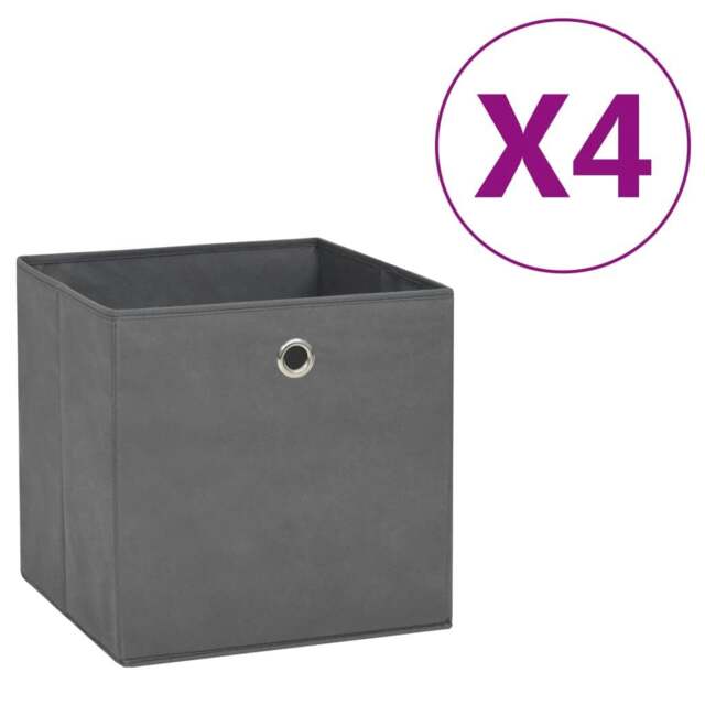 Rackhams Storage Boxes 4 pcs Non-woven Fabric 28x28x28 cm Grey