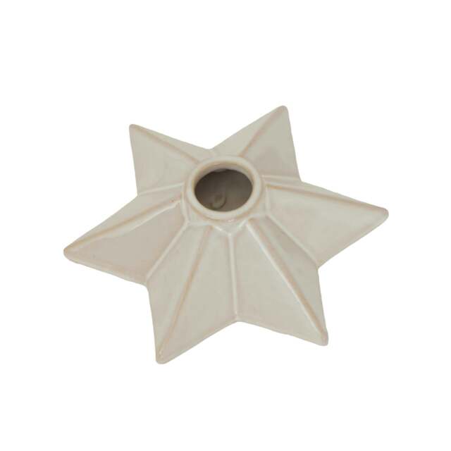 Rackhams Ceramic Star Christmas Candle Holder - White - 4cm x 12cm x 14cm - White - 100% Mixed - image 1
