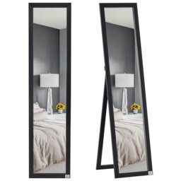 Rackhams Full Length Mirror, Floor Standing or Wall-Mounted Long Mirror, Black - White - thumbnail 3