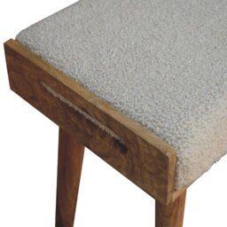 Rackhams Solid Wood Boucle Cream Tray Style Footstool - thumbnail 5