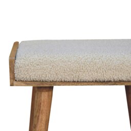 Rackhams Solid Wood Boucle Cream Tray Style Footstool - thumbnail 4