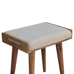 Rackhams Solid Wood Boucle Cream Tray Style Footstool - thumbnail 6