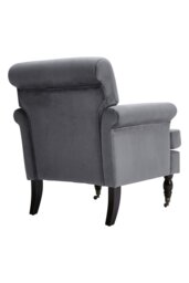 Rackhams Grey Soft Velvet Armchair with Gourd Shaped Castor Legs - Grey - thumbnail 3