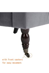 Rackhams Grey Soft Velvet Armchair with Gourd Shaped Castor Legs - Grey - thumbnail 5