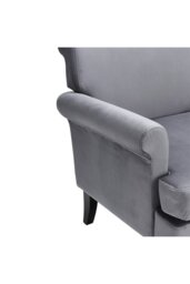 Rackhams Grey Soft Velvet Armchair with Gourd Shaped Castor Legs - Grey - thumbnail 4