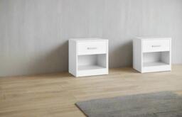 Rackhams Set of Two White Bedside Table with Drawer – Modern Nightstand for Bedroom or Living Room - thumbnail 5