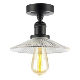 Rackhams Vintage Design Matte Black Ceiling Light with Fluted Clear Glass - thumbnail 2
