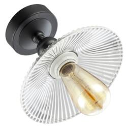 Rackhams Vintage Design Matte Black Ceiling Light with Fluted Clear Glass - thumbnail 4