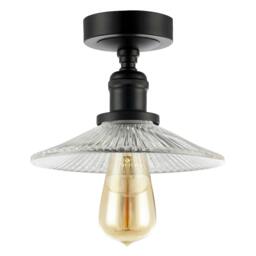 Rackhams Vintage Design Matte Black Ceiling Light with Fluted Clear Glass - thumbnail 3