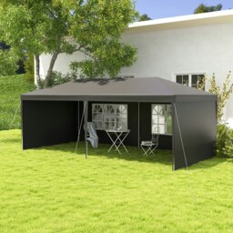Rackhams 6m x 3m Garden Gazebo Marquee Canopy Party Tent Canopy Patio Dark Grey - thumbnail 1